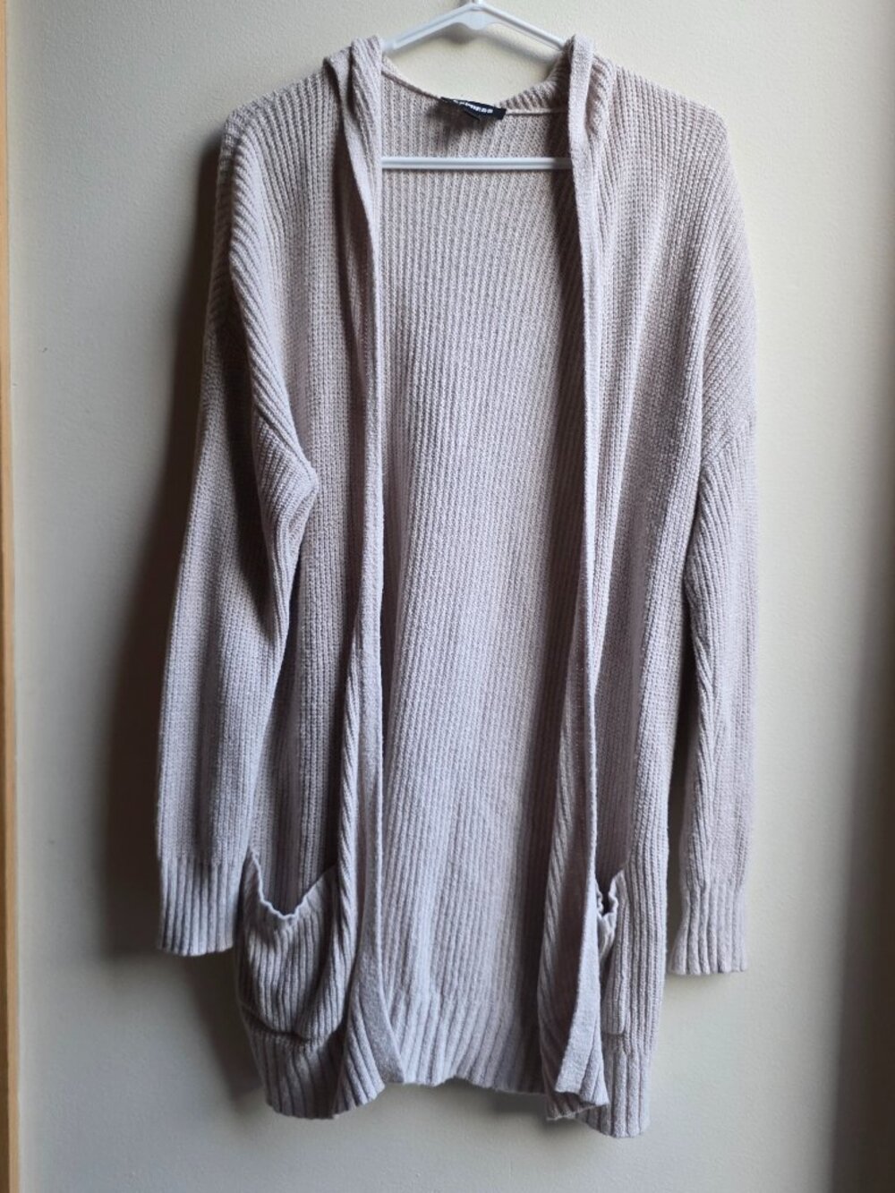 Express Beige Open Cardigan Hoodie Size Medium